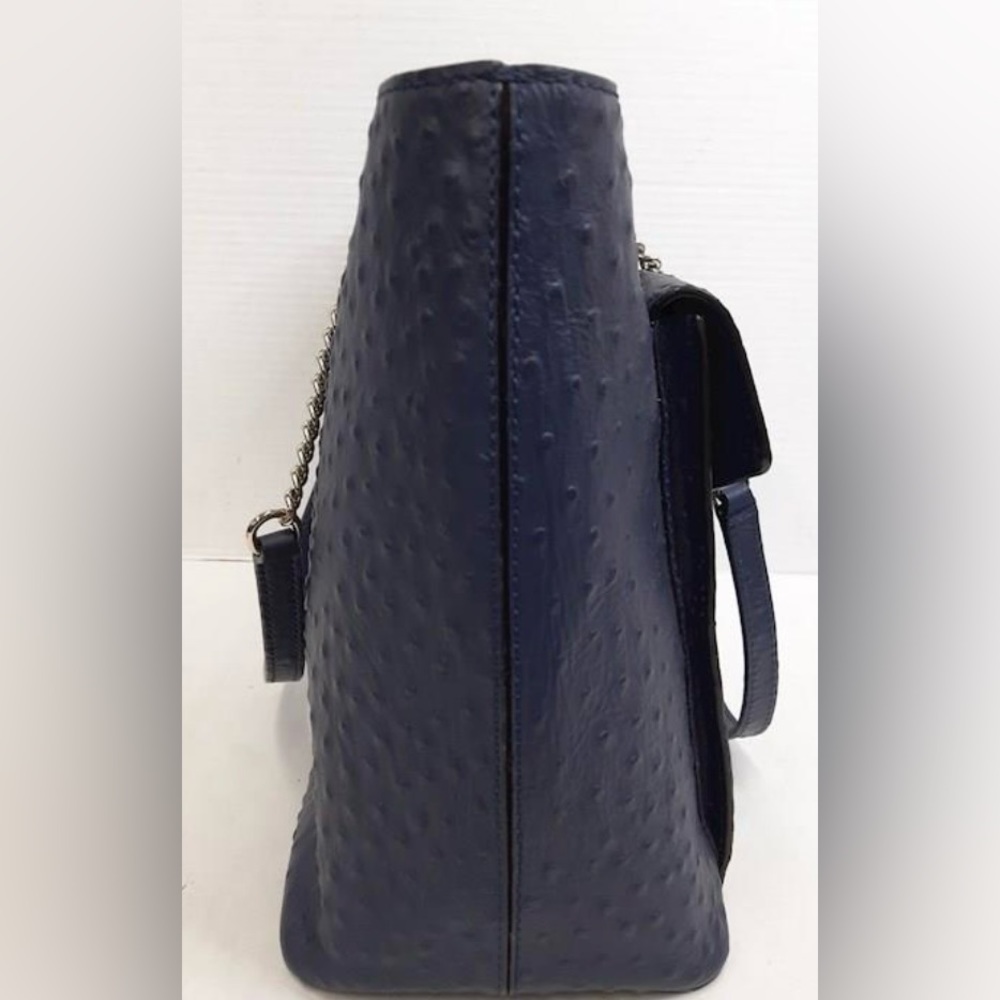 Authentic Kate Spade Blue Leather Halsey la vita Ostrich Handbag and wallet - Picture 11 of 16